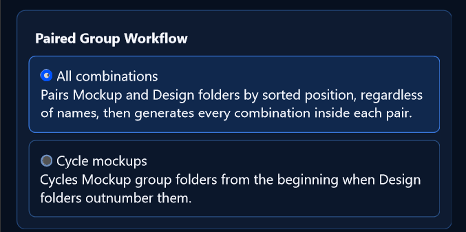 Paired Group Workflow combination modes