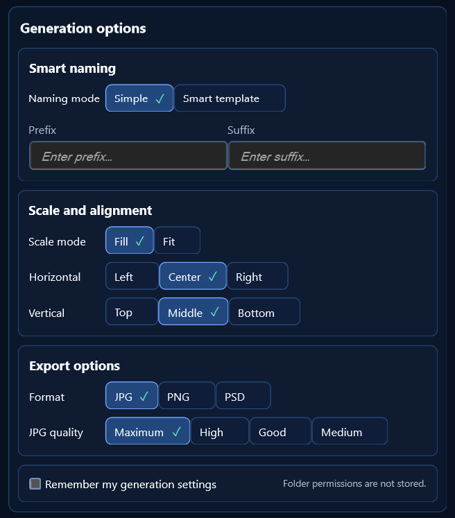 Simple Smart Naming and generation options